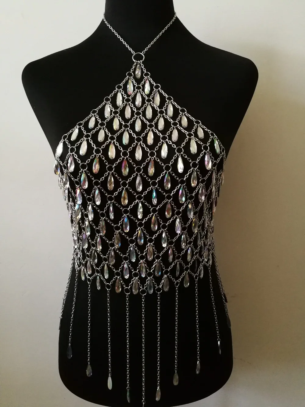 Fashion Style WRB1021 Women Silver Chains AB Color Acrylic Beads