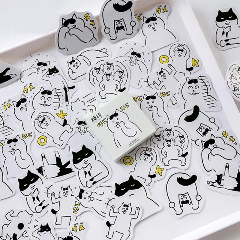 

45pcs/lot Bored cat Mini Paper Stickers Decoration DIY Scrapbooking Sticker Stationery label stickers