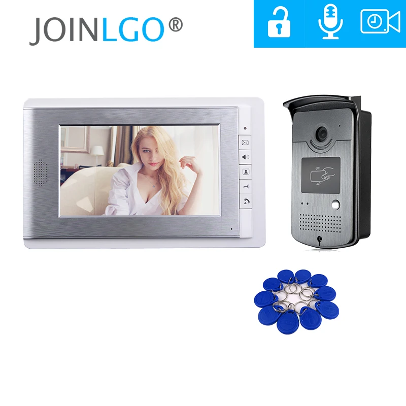 Бесплатная доставка проводной 7 "цветной видеодомофон входная дверь телефонная система + 1 RFID Контроль доступа дверной Звонок камера в