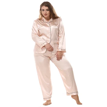 

Spring Autumn NEW Women Pajamas Set Plus Size Home Wear L-3XL Rayon Nightwear Long Sleeve Shirt+Pants 2PCS Sleepwear Negligee