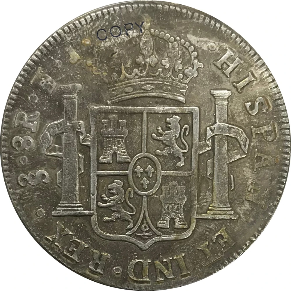 1813 Чили 8 Reales Мельхиор покрытием серебро Имитация монеты