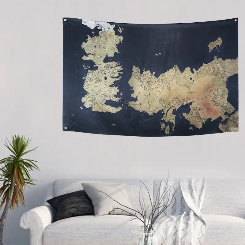 Westeros And The Free Citie Game Of Thrones Map Flag House Banner