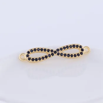 

High Quality Copper Metal Diy Handmade Micro Pave White / Black Zircon Rhinestone Charm Infinity Symbol Pendant Charms Lot