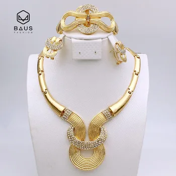 

2020 NEW design good quality parure bijoux femme Plaque Or bijoux africain ensemble Ethiopian Dubai Nigerian wedding jewelry set