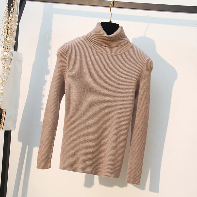 HLBCBG Loose Turtleneck LapelneckWomen Autumn Winter Sweater Thick Warm Pullover and Sweater Soft Long Sleeves Jumper Femme Pull