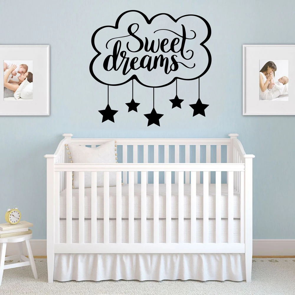 

Cartoon Sweet Dreams Clouds Star Wall Sticker Nursery Kids Room Large Family Love Quote Sky Nature Clouds Star Wall Decal Vinyl