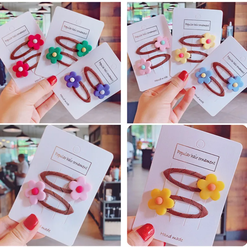 10pair/lot New Fashion Cute Resin Flower Hairpin Macaron Color BB Clip For Kids Girls Barrettes Headdress Hair Accessories | Детская
