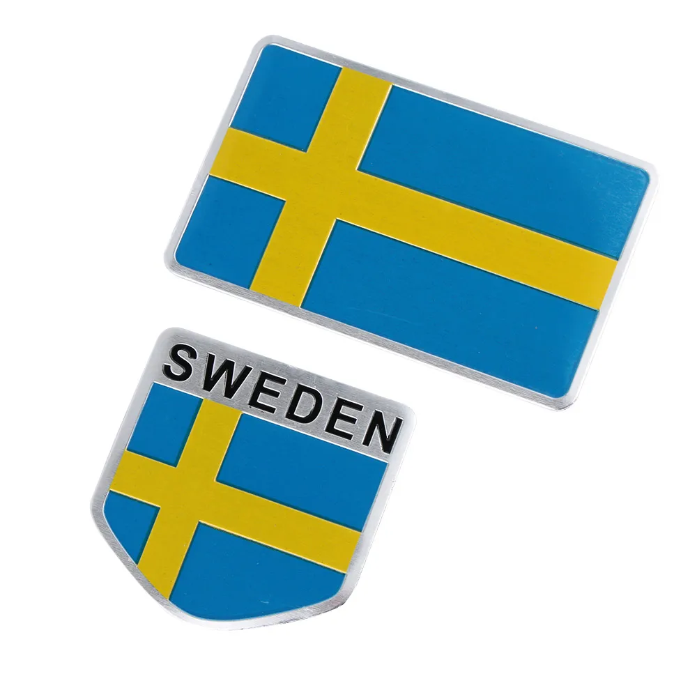 3D Aluminum Sweden Flag Emblem Decal Badge Car Sticker