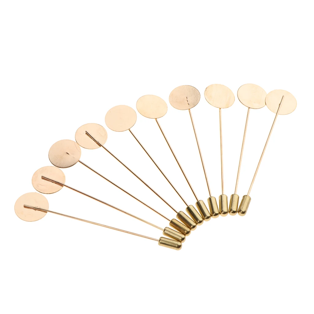 Phenovo 10 Pieces Lapel Stick Pin Tie Hat Scarf Badge Brooch with Tray Pad DIY Craft for Party Wedding Fancy Dress 7.5cm