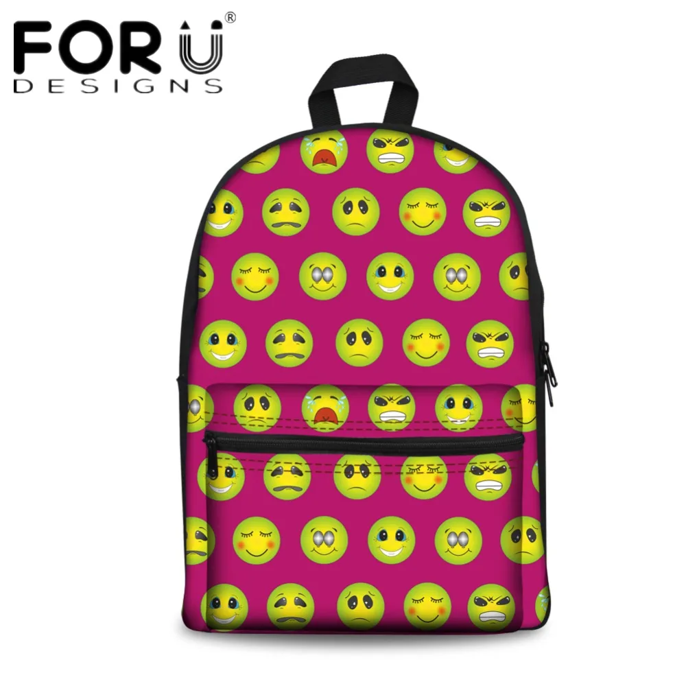 Us 24 47 49 Off Forudesigns Brand Designer Women Canvas Backpack 3d Emoji Pattern Book Bags For College Student Casual Campus Back Pack Mochila In