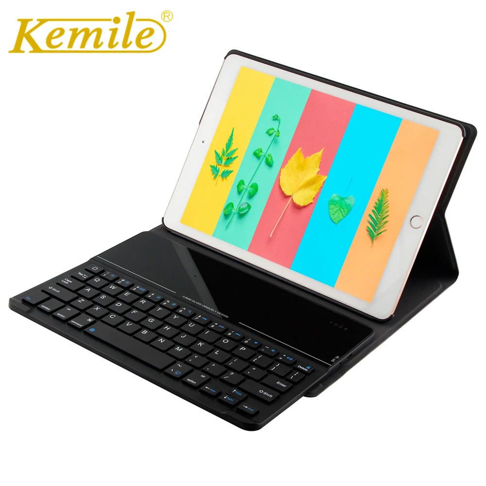 Kemile для нового ipad Ultra Slim стекло Bluetooth 3,0 клавиатура чехол для нового ipad 2018 A1893 A1954 9,7 стенд W Съемная клавиатура