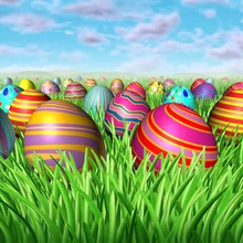 Laeacco Field Colorful Egg Easter Baby Newborn Scene Photography Backgrounds Customized Photographic Backdrops For Photo Studio