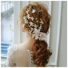 Idealway роскошные золотые заколки жемчужные кружевные украшения для волос праздничные подарки невесты Шпилька Свадебные аксессуары для шиньонов