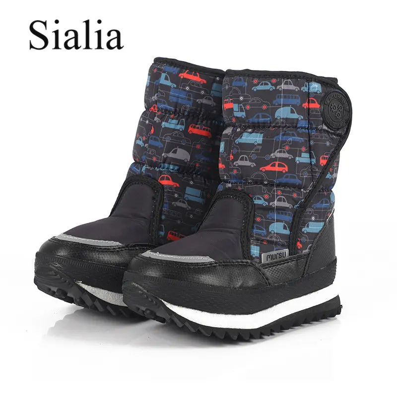 

Sialia Children Boots For Kids Snow Shoes Girls Boys Boots Leather Waterproof Plush Warm Mid-Calf Rubber 2018 botas para ninas