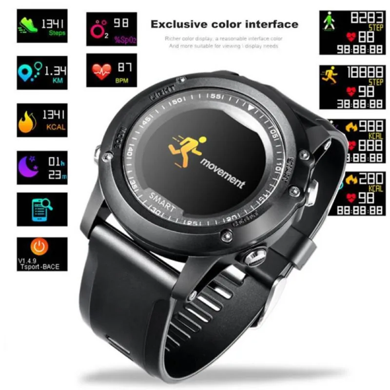 

T2 Three Anti-Smart Wristband Bluetooth Round Screen Waterproof Sports Fitness Smart Watch Heart Rate Blood oxygen monitoring