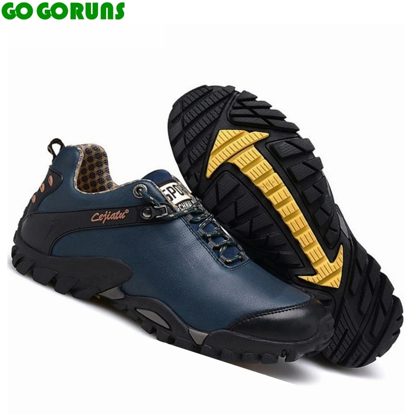 men waterproof hunting trekking sport shoes outdoor trail travel climbing mountain genuine leather hiking shoes men ankle boots