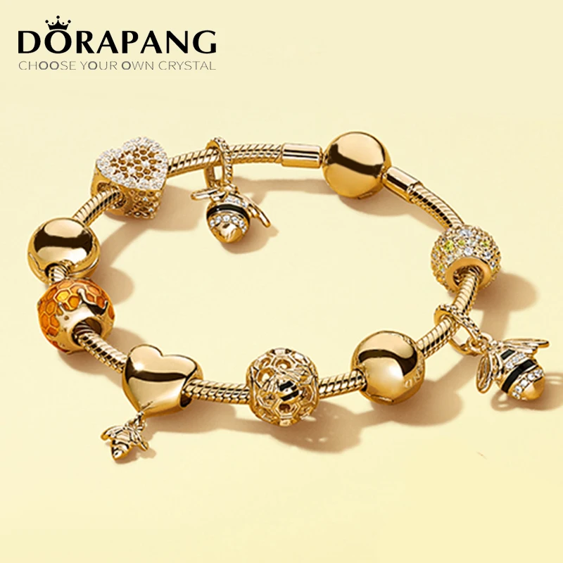

DORAPANG 100% 925 Sterling Silver Brand New Bracelet Set Vibrant Bee & Love Hive Bracelet Set Personality Bracelet Set AS Gifts