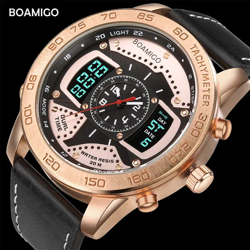 2018 Fashion dual display watch Man sports digital quartz wristwatches