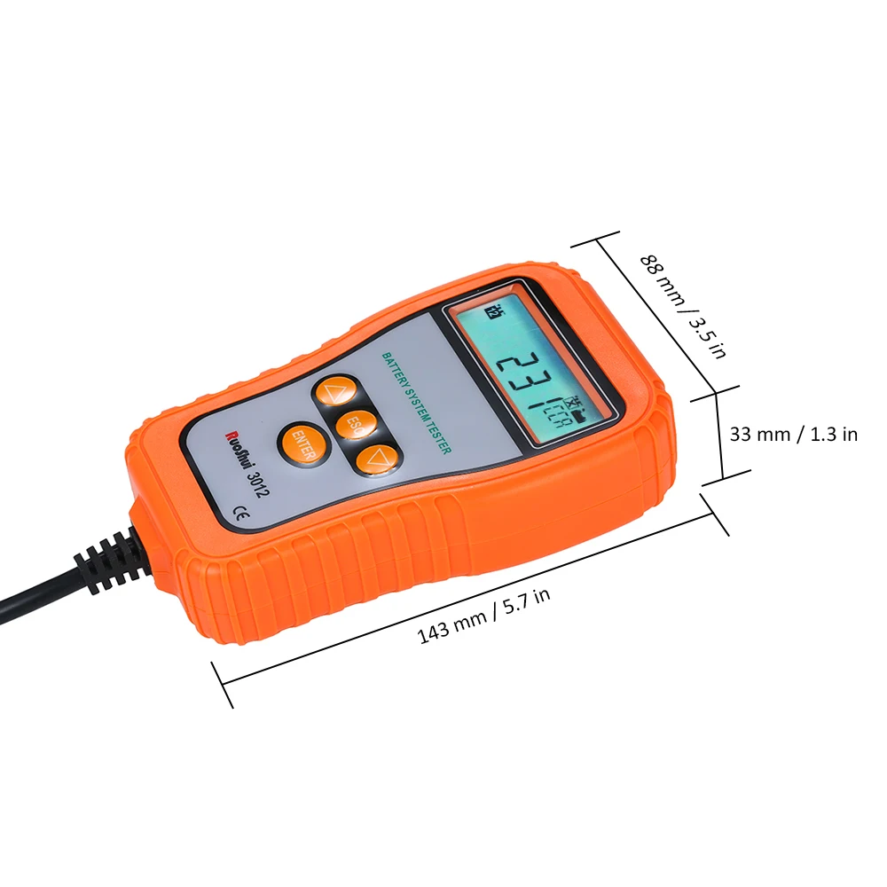 RuoShui 3012 Digital 12V Car Battery Tester Mode Automotive Battery Load Tester and Analyzer Automotive Battery System Tester