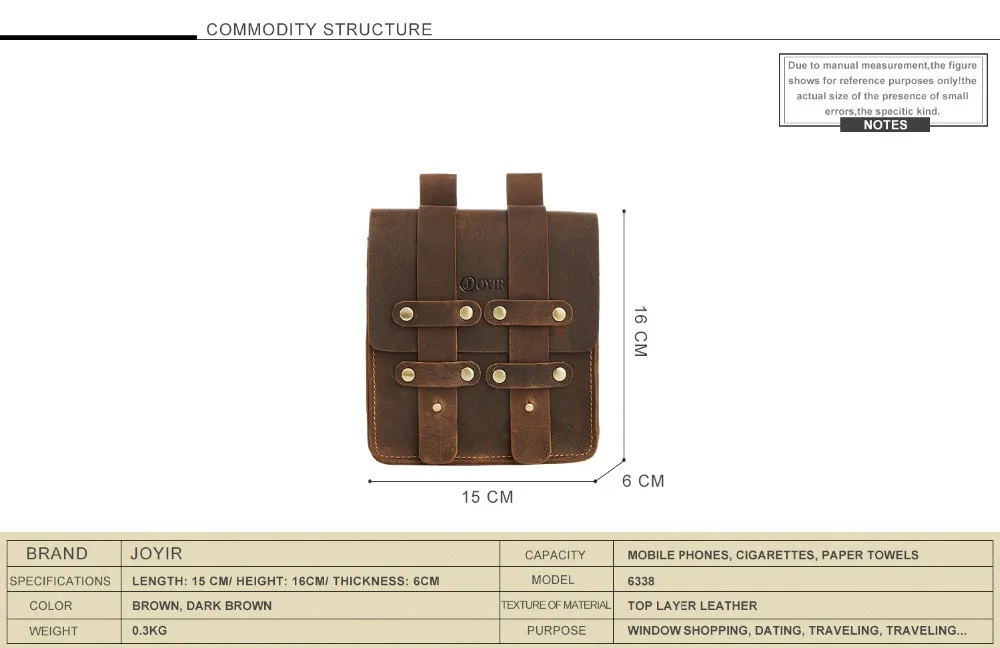 JOYIR, натуральная кожа, винтажная сумка на пояс, мужская сумка для путешествий, сумка на пояс, сумка для мобильного телефона, сумка для мужчин 6338