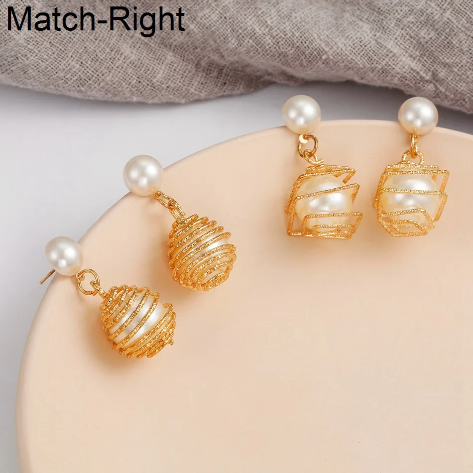 

Match-Right Trendy Earrings for Women Statement Gold Earrings Korean Cute Pearl Drop Dangle Earrings Jewelry Female NR258