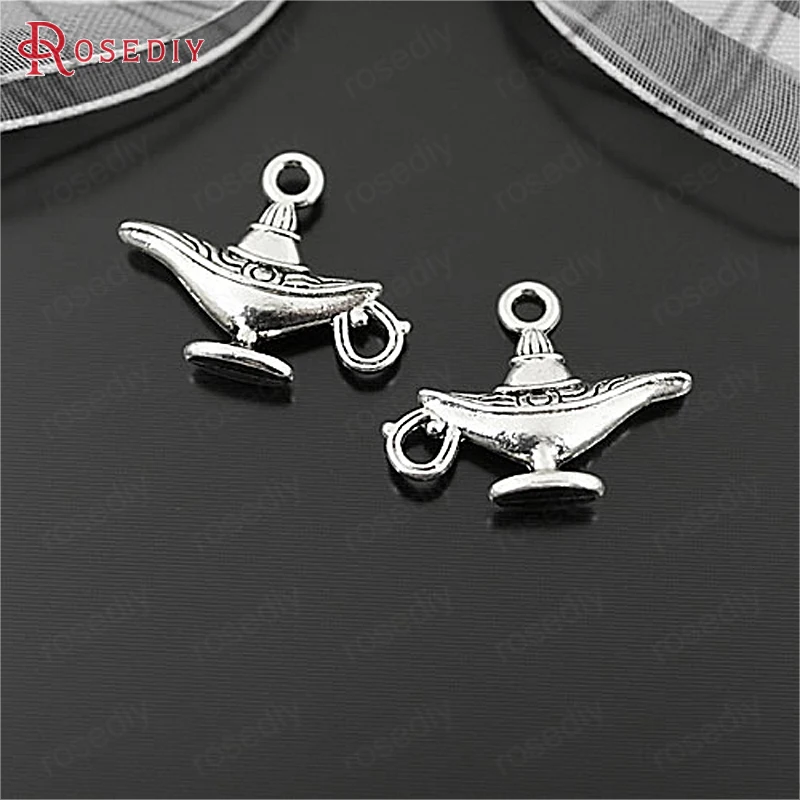 (25169)50PCS 22*18MM Antique Silver Zinc Alloy Aladdin Lamp Charms Pendants Jewelry Findings Accessories