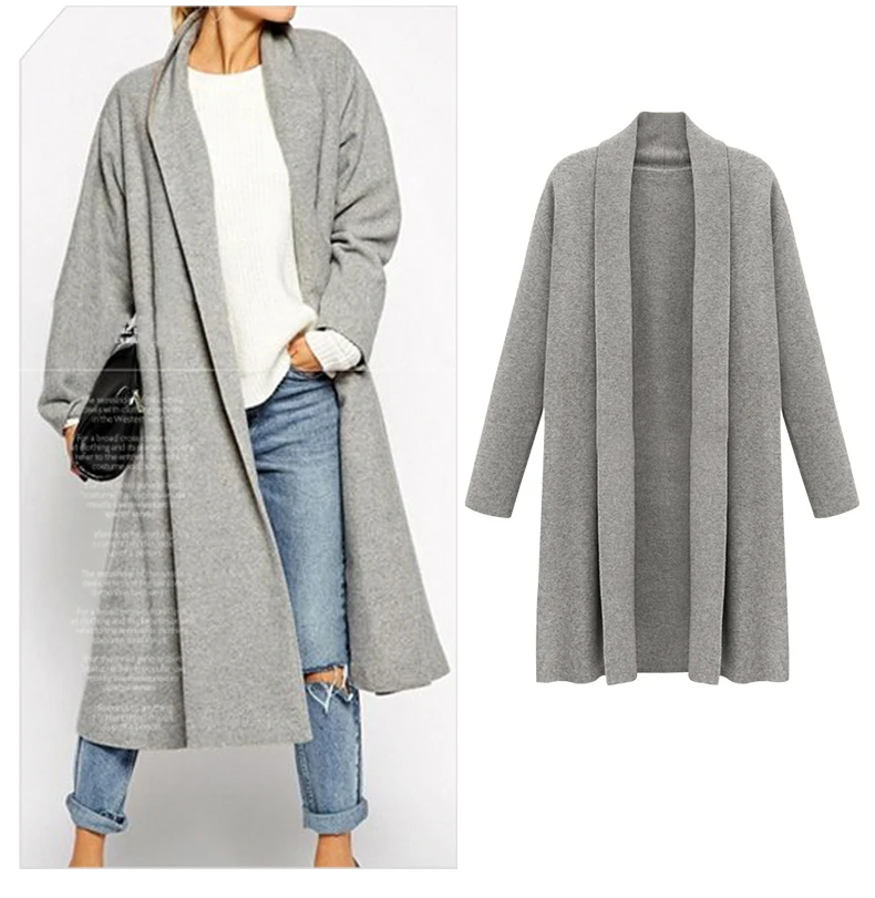 Autumn Winter Plus size XL-5XL Women Sweaters Knitwear Solid Long Sleeve Cardigans Knitted Sweater Open stitch Coat (6)