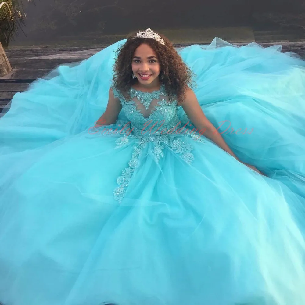aqua quinceanera dresses 