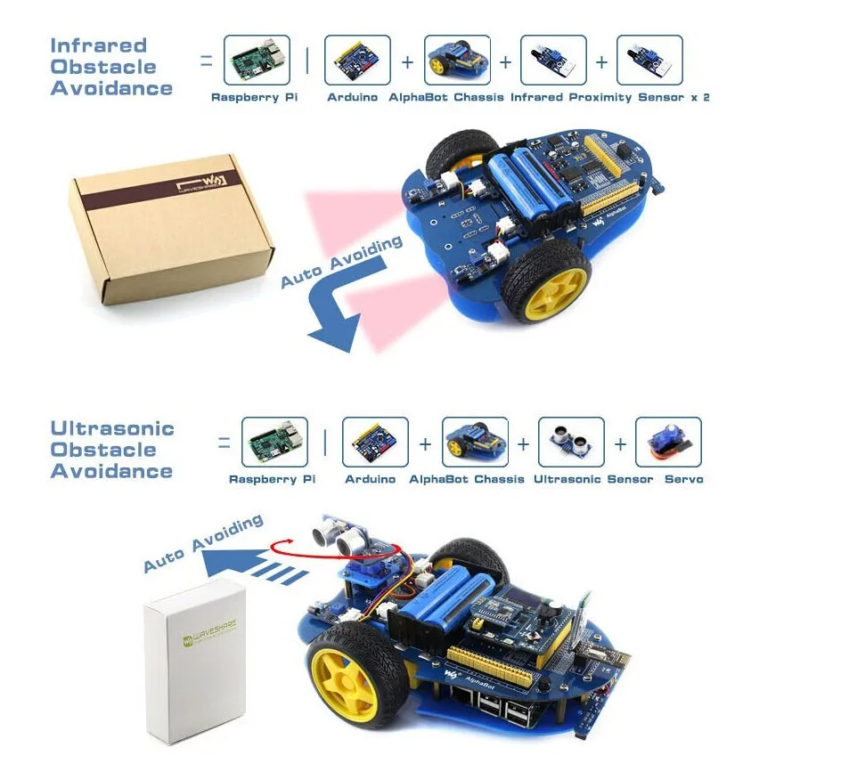 AlphaBot умный автомобиль Raspberry Pi робот строительный комплект с Raspberry Pi 3 Model B+ AlphaBot+ камера с US/EU адаптер питания