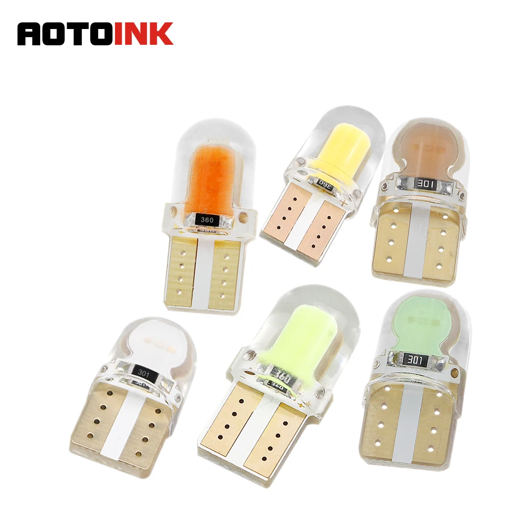 

AOTOINK 6Pcs Auto T10 Led Cold White 194 W5W LED 168 COB Silica Car Super Bright Turn Side License Plate Light Lamp Bulb 12V AJ