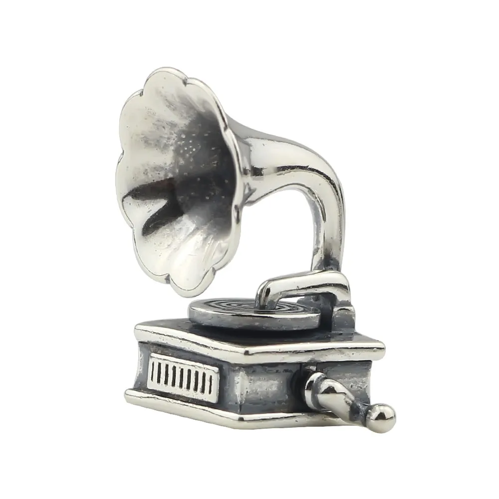 

Authentic 925 Sterling Silver Gramophone Recorder CD Machine Beads for DIY Jewelry Making Charm Fits European Original Bracelet