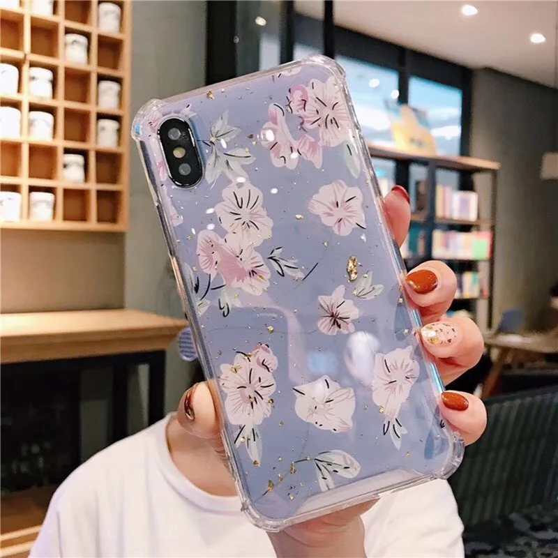 

Four-corner anti-drop dripping feather feather plant monstera all-inclusive anti-fall soft shell mobile phone shell for iphone X