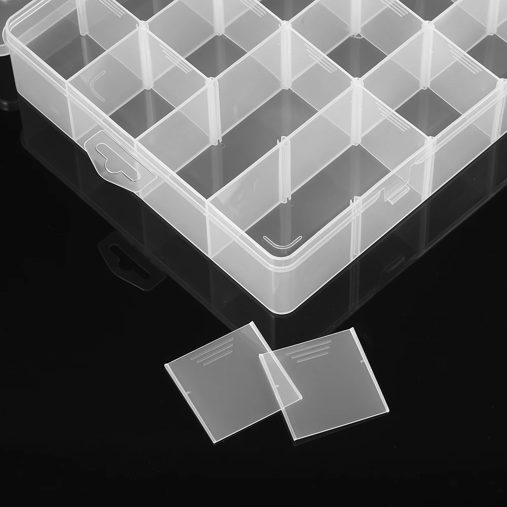 KKMOON 18/24 сетки прозрачная пластиковая емкость для хранения Box Регулируемый контейнеры для хранения ювелирных изделий из бисера аксессуары