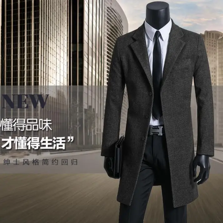 Black grey casual trench coats mens woolen coat long sleeves overcoat mens cashmere coat casaco masculino england korean S - 9XL Black grey casual trench coats mens woolen coat long sleeves overcoat mens cashmere coat casaco masculino england korean S - 9XL