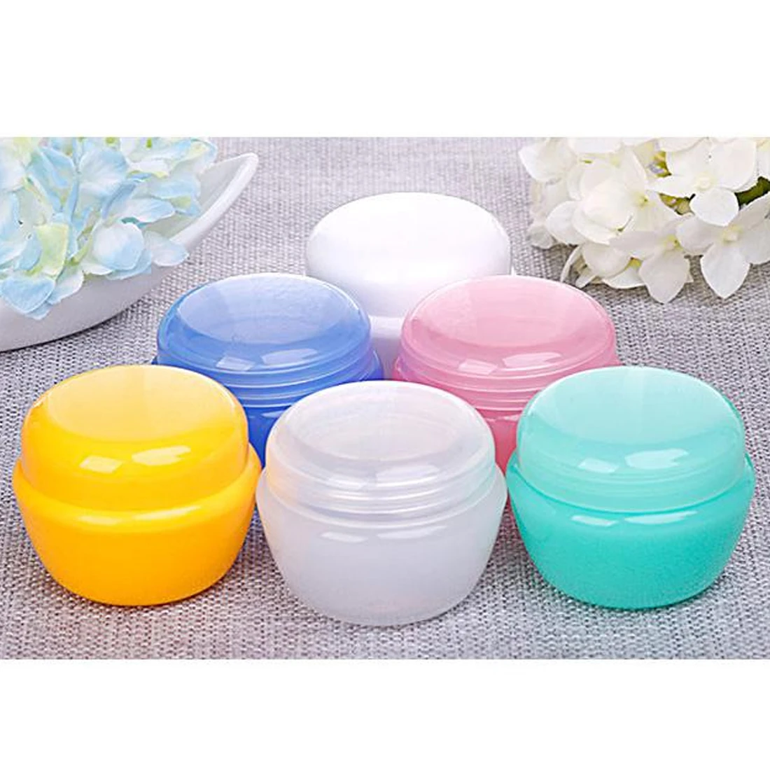 

Mushroom shaped face cream bottle 5pcs colorful cream cans empty plastic container transparent cans cosmetic sample box
