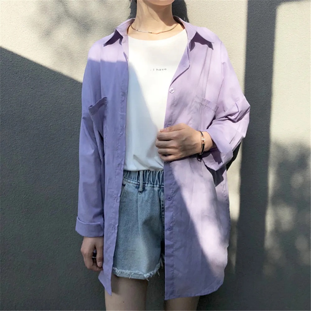 Boyfriend Style Casual Vacation White Long Blouse Women Summer Women Long Sleeve Shirt Blouse High quality loose Blouse Tops (6)