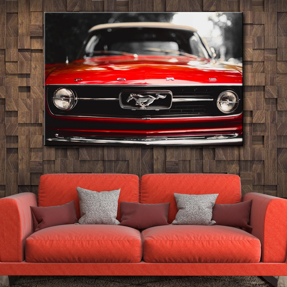 RED car Vehicle wall mural picture artwork canvas painting art