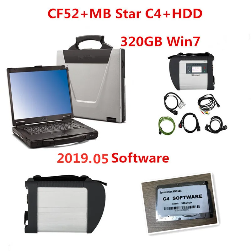 

CF52 + MB Star C4 SD Connect + HDD 320GB 2019.05 Diagnostics System Compact 4 Mercede Diagnosis Multiplexer For MB Diagnose