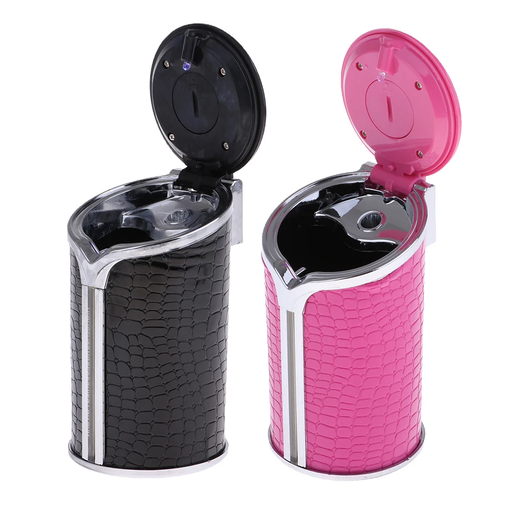 2 Pcs Portable Cylinder Ashtray Self Extinguishing Cigarette Ash Bin Car Bucket Holder Smoke Bin Travel Office Vehicle 2 Colors