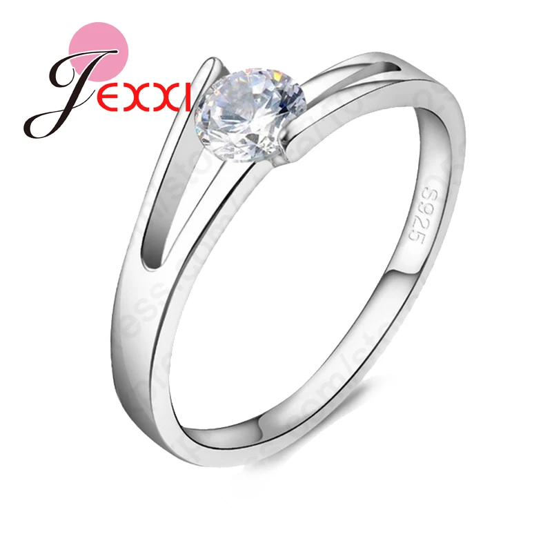 

JEXXI Newest Design Genuine 925 Sterling Silver Clear Cubic Zircon High Quality Wedding Woman Bridal Fashion Ring Gift With Box