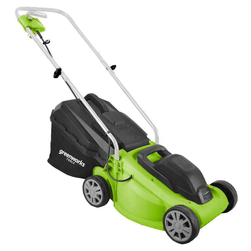 Газонокосилка электрическая Greenworks GLM1232 (Мощность 1200 Вт, ширина скашивания 330 мм, высота скашивания 20-60 мм,