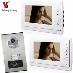 Yobang безопасности 7 "inch проводной видео домофон Дверные звонки Главная домофон Системы с RFID дверца ИК Камера на 2 единицы