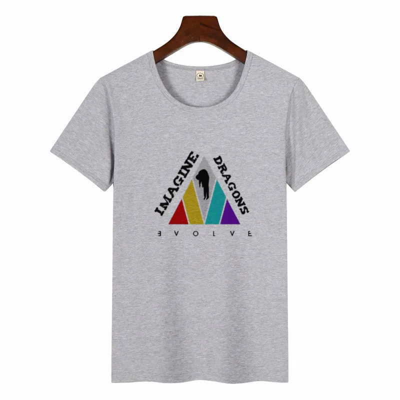 Summer Female Imagine Dragons Korean Style TShirt O-neck Hipster ShortSleeve Tops Unisex Streetwear Graphic Tees Women Harajuku - Цвет: p1413G-grey