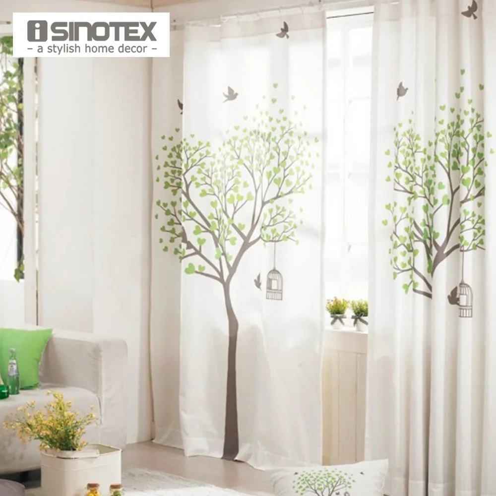 ISINOTEX Window Curtain Wishing Tree Printed Linen Us70