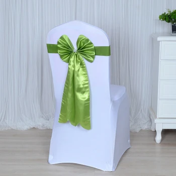 

Green colour chair sash long tail butterfly style wedding chair decoration luxury chair bow tie wholesale lycra spandex sash