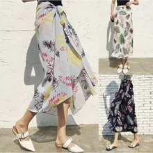 Высокая талия Бохо принт длинная юбка женская Бохо Высокая талия юбка летняя повседневная Пляжная Макси Длинная юбка а531