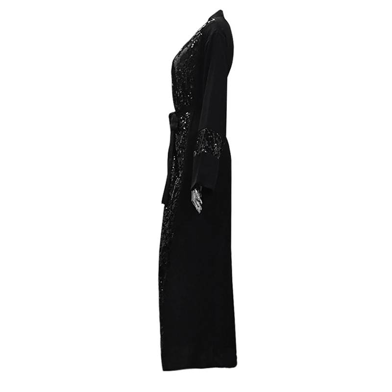 Черное платье Дубая с блестками ислам кардиган-кимоно мусульманское платье ХИДЖАБ КАФТАН Оман турецкий ислам ic одежда Vestido Musulman
