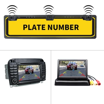 

Parktronic System EU European License Plate Frame Rear View Camera With 2 Sensors Car parking Sensor