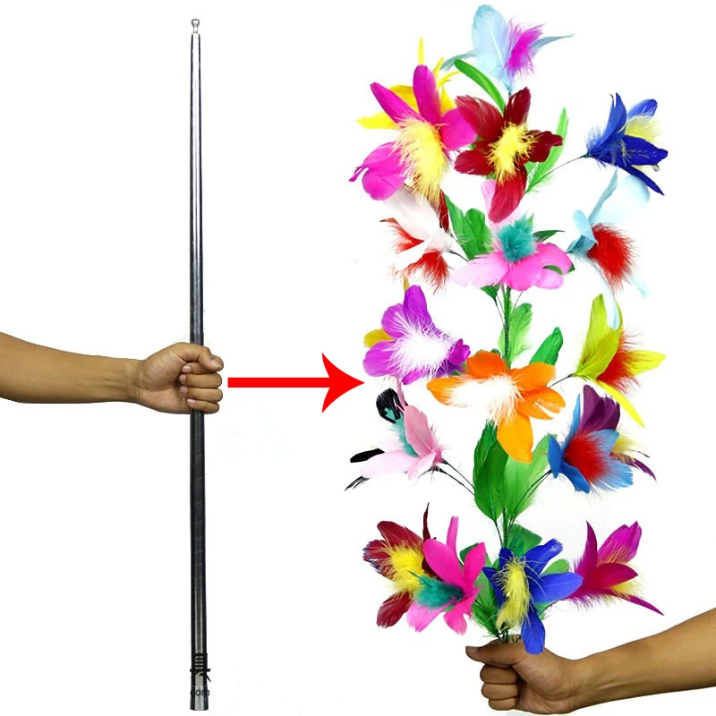 

Vanishing Disappearing Cane To Flower Silver Cane Close Up Stage Magic Tricks for Professional Magician Magic Props Funny Gadget