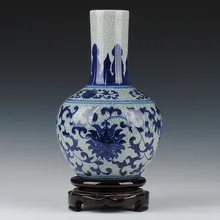 Керамика синий и белый фарфор под старину гуаняо трещины глазури ваза Винтаж украшения дома ремесла